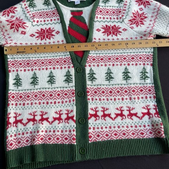 Jolly Sweaters Christmas Sweater Mens Large Ugly Faux Cardigan Festive Holiday - Picture 10 of 10